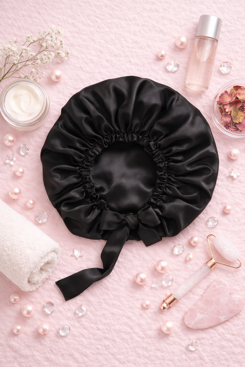 Satin Silk Hair Bonnet | Adjustable Tie Band | Sleep Bonnet for Women Men | Unisex Protective Headwear