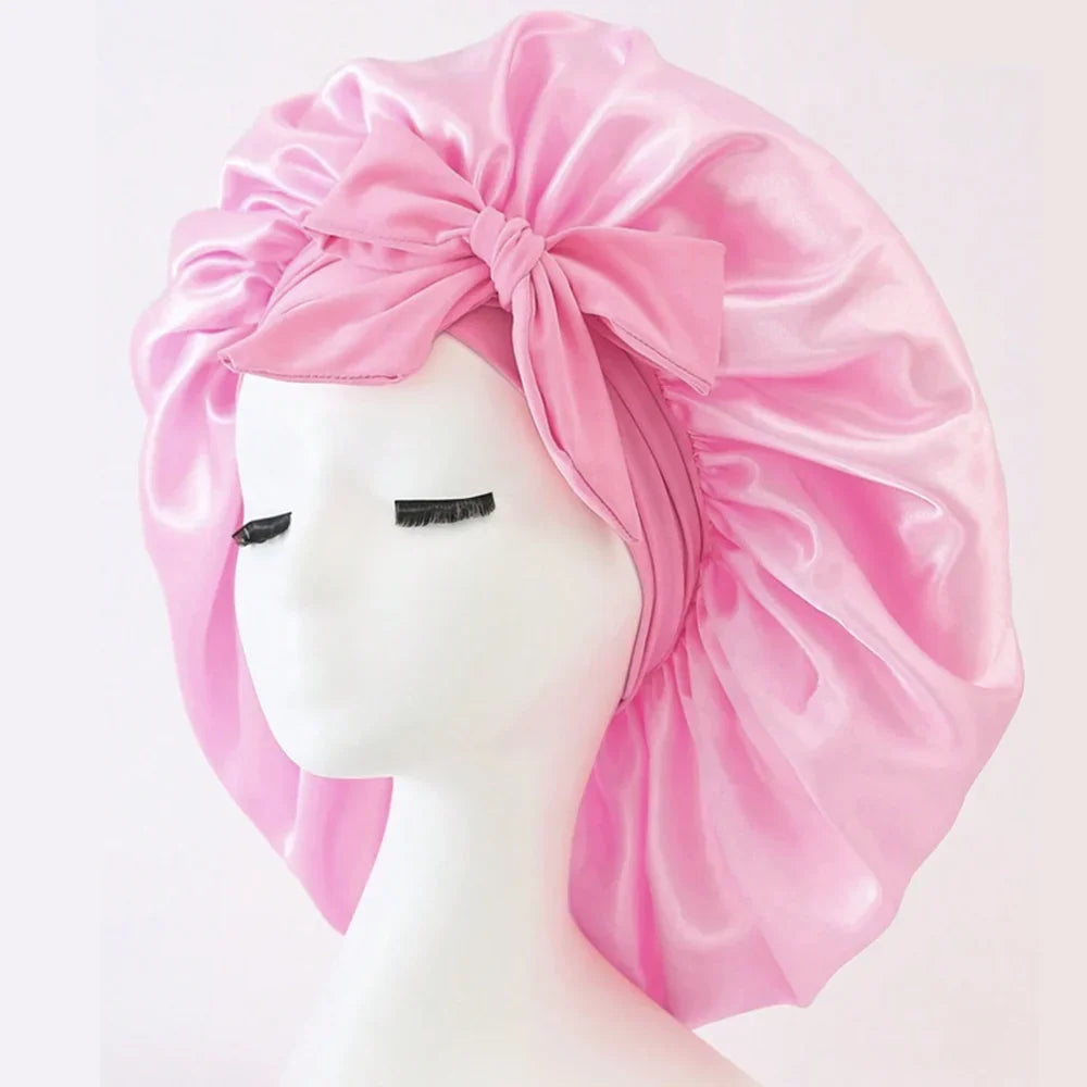 Satin Silk Hair Bonnet | Adjustable Tie Band | Sleep Bonnet for Women Men | Unisex Protective Headwear