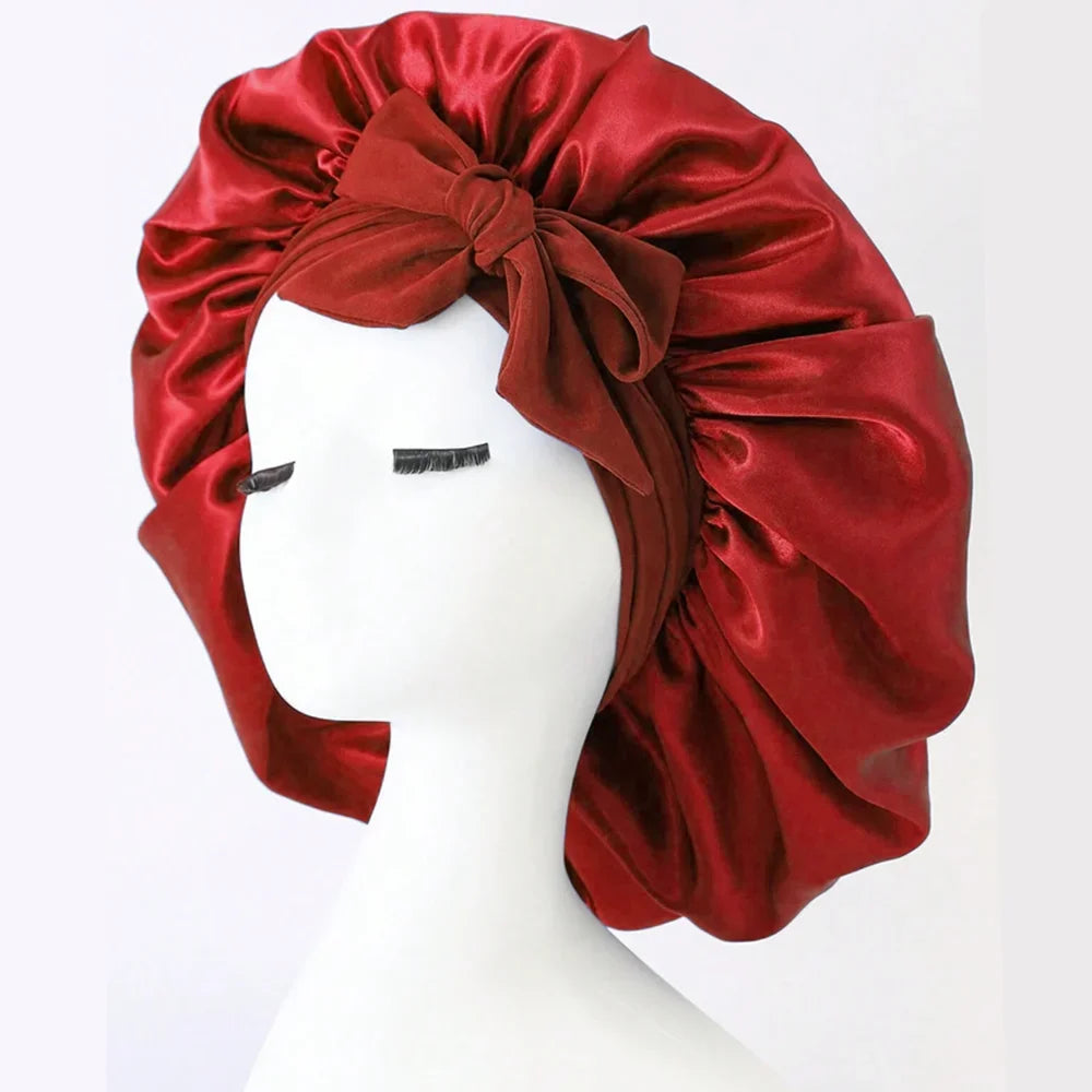 Satin Silk Hair Bonnet | Adjustable Tie Band | Sleep Bonnet for Women Men | Unisex Protective Headwear