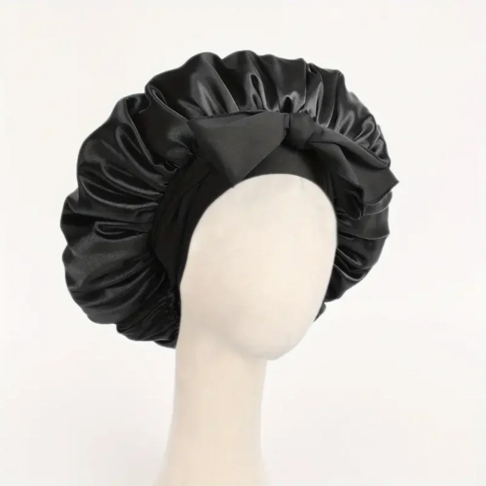 Satin Silk Hair Bonnet | Adjustable Tie Band | Sleep Bonnet for Women Men | Unisex Protective Headwear