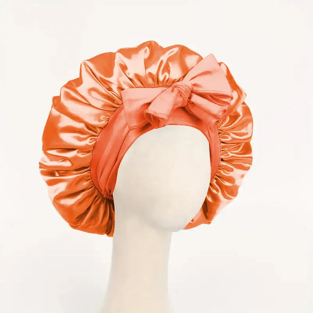 Satin Silk Hair Bonnet | Adjustable Tie Band | Sleep Bonnet for Women Men | Unisex Protective Headwear