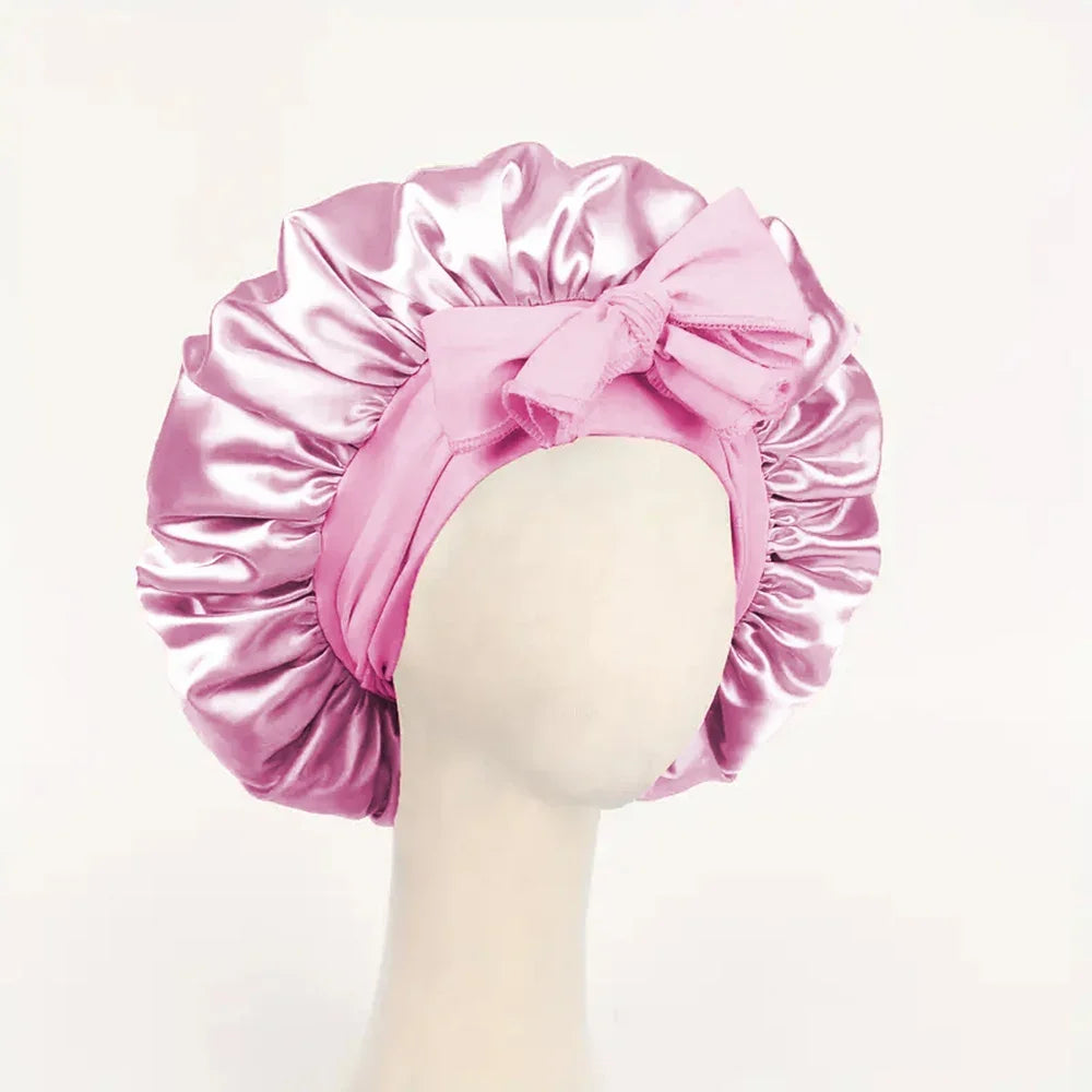 Satin Silk Hair Bonnet | Adjustable Tie Band | Sleep Bonnet for Women Men | Unisex Protective Headwear