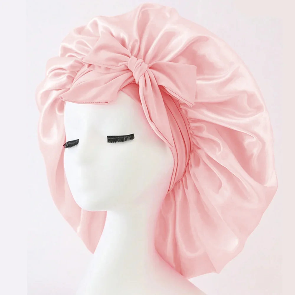 Satin Silk Hair Bonnet | Adjustable Tie Band | Sleep Bonnet for Women Men | Unisex Protective Headwear