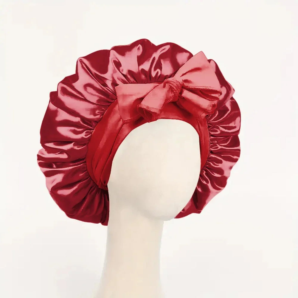 Satin Silk Hair Bonnet | Adjustable Tie Band | Sleep Bonnet for Women Men | Unisex Protective Headwear