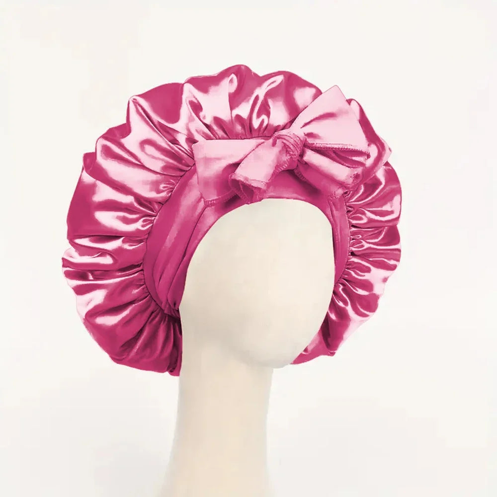 Satin Silk Hair Bonnet | Adjustable Tie Band | Sleep Bonnet for Women Men | Unisex Protective Headwear
