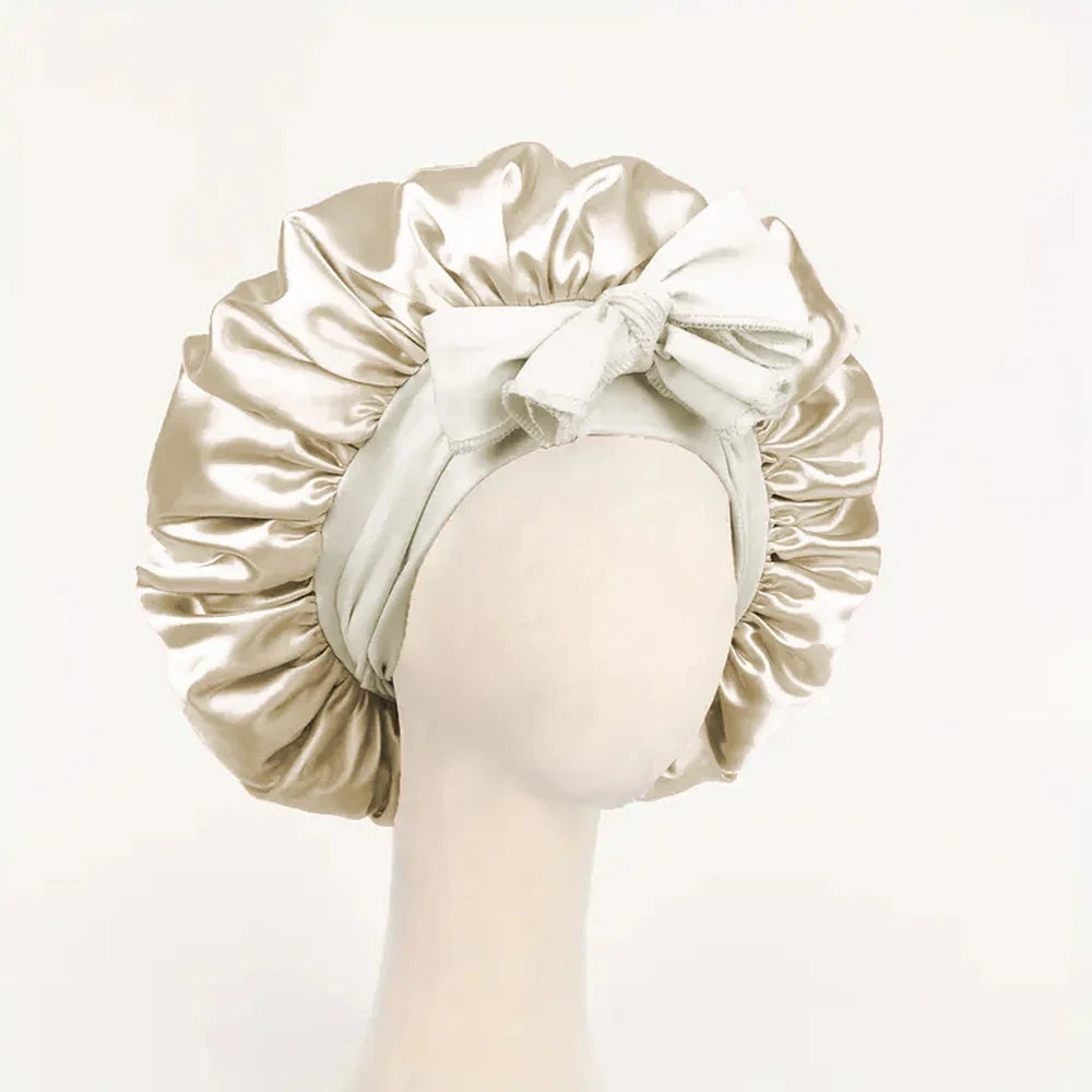 Satin Silk Hair Bonnet | Adjustable Tie Band | Sleep Bonnet for Women Men | Unisex Protective Headwear