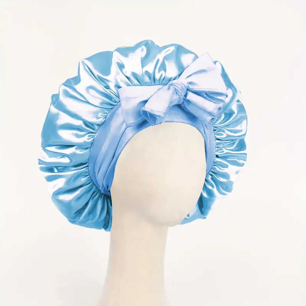 Satin Silk Hair Bonnet | Adjustable Tie Band | Sleep Bonnet for Women Men | Unisex Protective Headwear