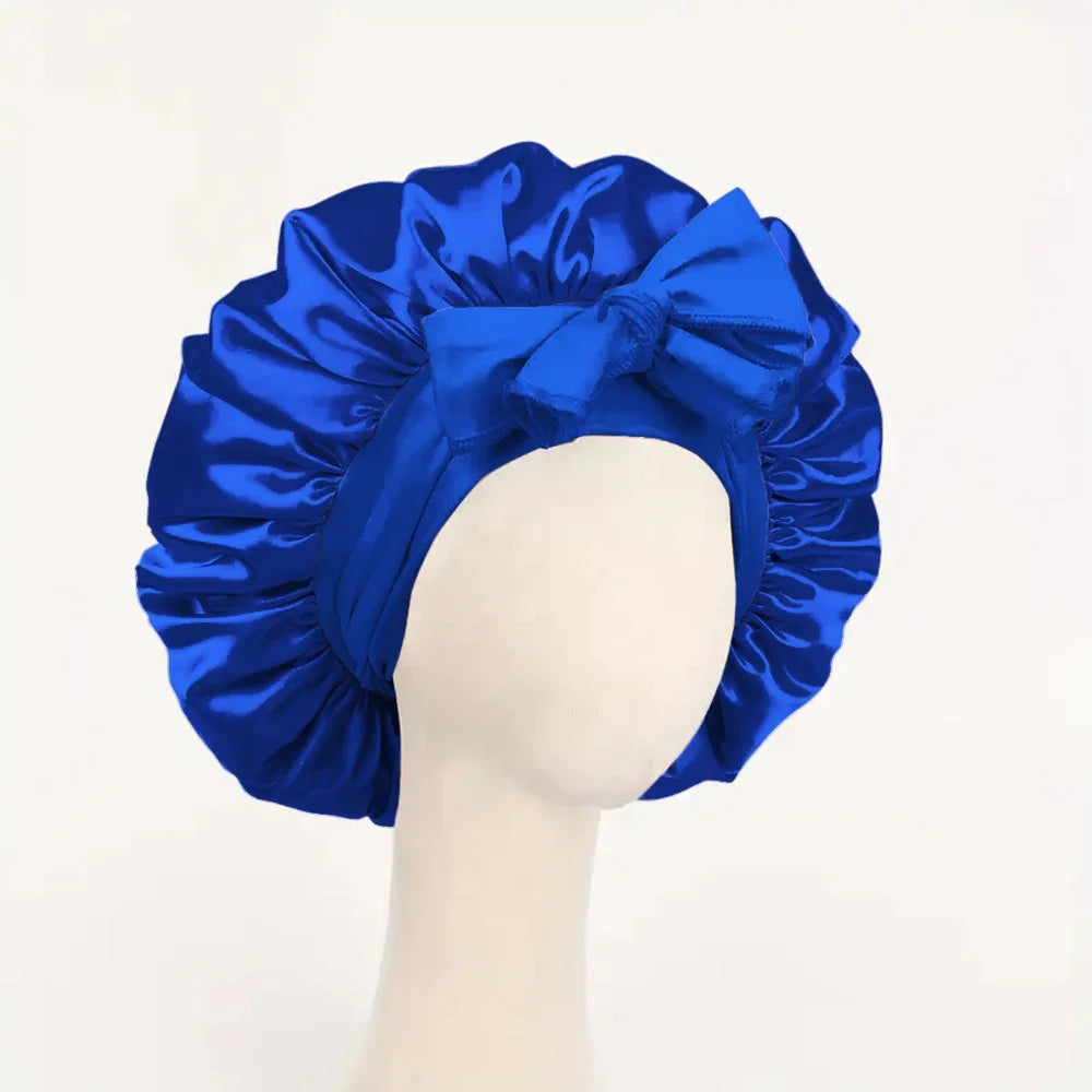 Satin Silk Hair Bonnet | Adjustable Tie Band | Sleep Bonnet for Women Men | Unisex Protective Headwear