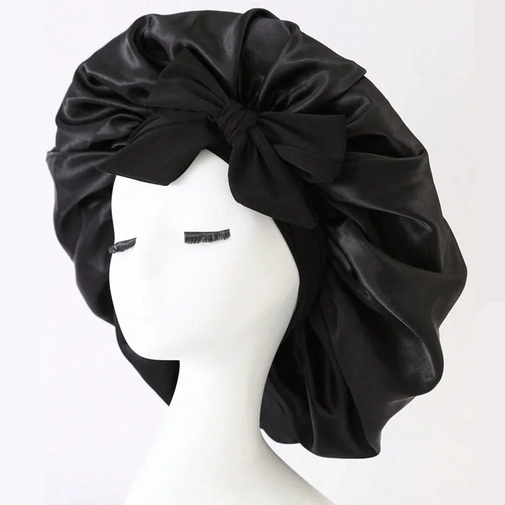 Satin Silk Hair Bonnet | Adjustable Tie Band | Sleep Bonnet for Women Men | Unisex Protective Headwear