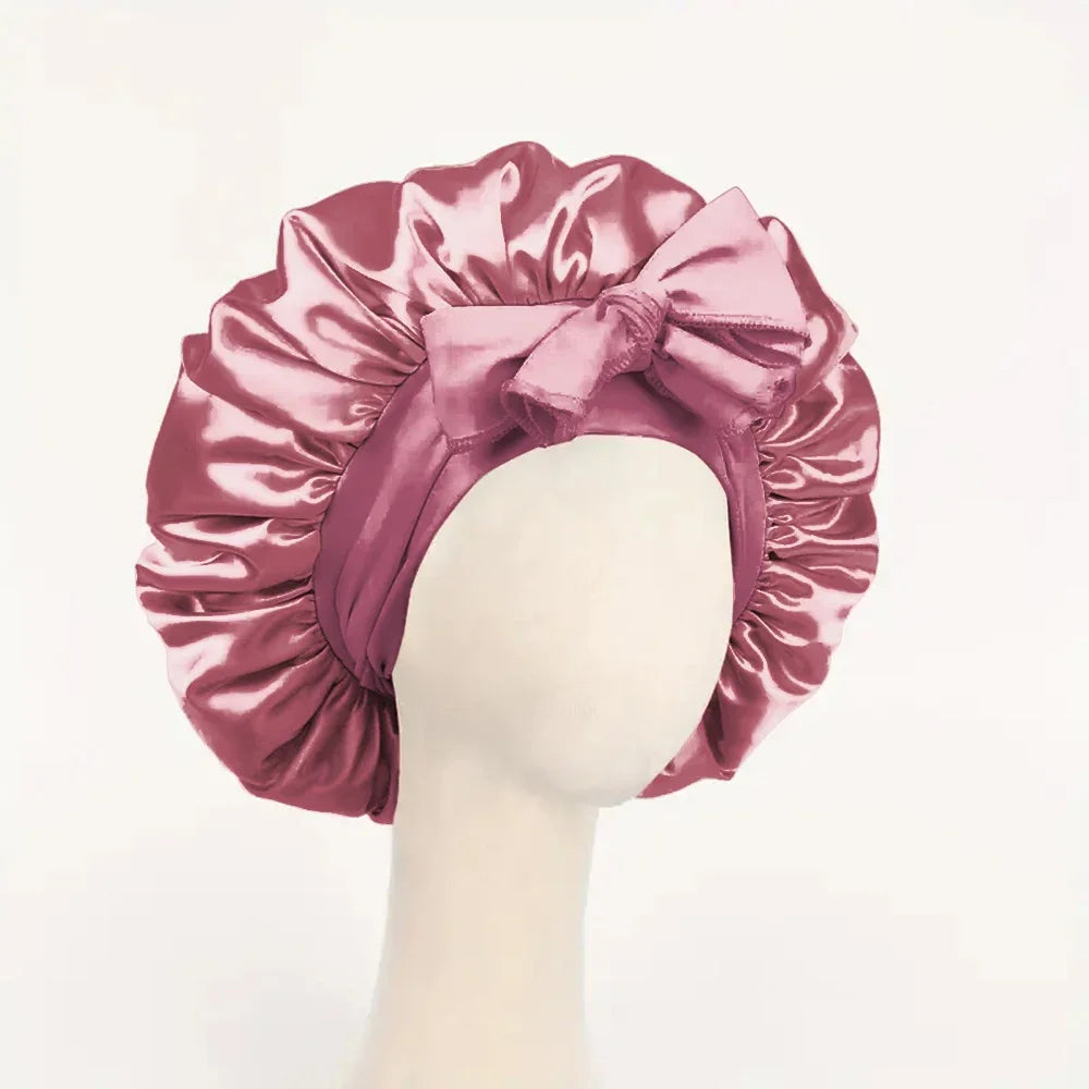 Satin Silk Hair Bonnet | Adjustable Tie Band | Sleep Bonnet for Women Men | Unisex Protective Headwear